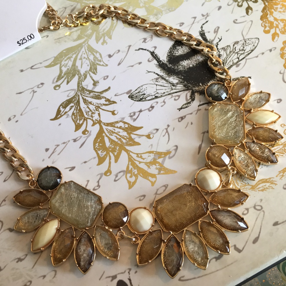 Laura Ford Statement Necklace w/ Nude Tone Jewles